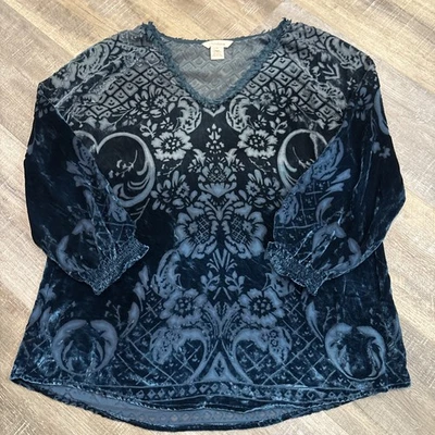 Sundance блузка рубашка женщин M выгорания бархата цветочный чистый богемное фея прихоть - Изображение 1 из 4