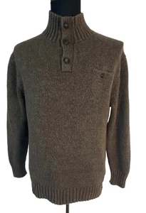 Vintage Polo Ralph Lauren Sweater Mens Large Brown Cotton Rag Button Mock Neck - Picture 1 of 11