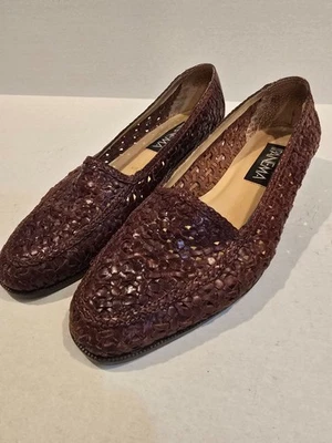 Mocasines Mujer Talla 8 M Marrón Tejido Cuero Hecho Brasil Ipanema Ópalo 1" Tacón Foto 1 de 4