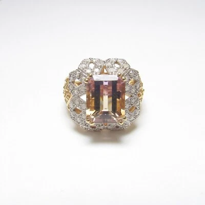 Estate 14K Yellow And White Gold 3.45 Ct Natural Ametrine And Diamond Ring - Image 1 of 4