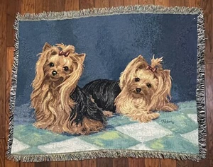 Yorkie Dog Tapesty Throw Blanket Linda Picken Yorkshire Terrier Dog 44x56” - Picture 1 of 2