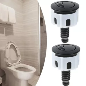 2pcs Dual Push Button Toilet Cistern Flush Button Replacement Water Saving Black - Bild 1 von 9