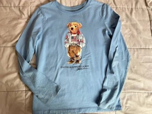 Polo Ralph Lauren Girls Size L (12-14) Polo Bear Tee Shirt Long Sleeve - Picture 1 of 3