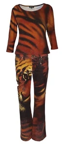 Roberto Cavalli T-Shirt & Denimhose, Tigerdruck Set, AW 2000, Größe 6/8 US - Bild 1 von 11