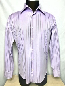 TED BAKER LONDON Dress Shirt Purple Lilac Size 5 Stripe Men 100% Cotton - Picture 1 of 16