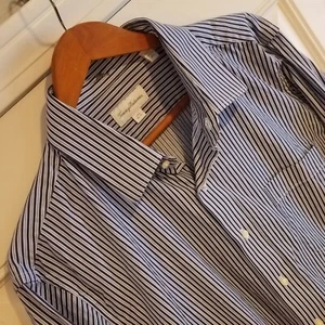 Camisa Tommy Bahama Rayas Manga Larga Abotonada 17.5 36/37 Azul Texturizado A22 - Imagen 1 de 1