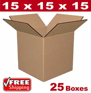 25 - 15x15x15 Cardboard Boxes Mailing Packing Shipping Box Corrugated Carton - Picture 1 of 1