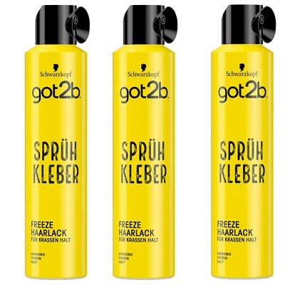 3x 300ml got2b Sprühkleber freeze Haarlack für krassen Halt Haarspray frixieren