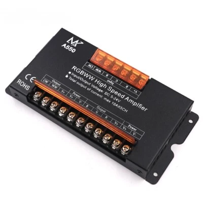 DC 5-24V LED Strip High Speed Amplifier 50A 10Ax5CH Power RGBCCT/RGBW/RGB LED - Image 1 of 4