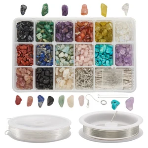1Box Natural Synthetic Gemstone Beads DIY Dangle Earring Elastic Crystal Thread - Picture 1 of 11