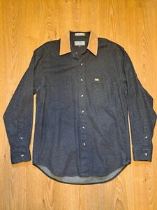 Lord & Taylor Denim Long Sleeve Shirt Mens Medium 16.5-32 Black Trucker Jean - Picture 1 of 7
