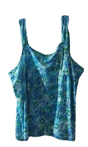 CW Classics Plus Size 5X Blue Green Paisley Patter Sling Sleeveless Blouse - Picture 1 of 6