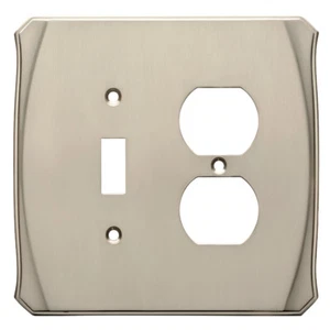 Nickel Switch Duplex Wall Plate Toggle Outlet Plate  - Picture 1 of 2