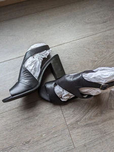 Black Soft Leather Sempri Di Block Heels - 40 - Foto 1 di 4