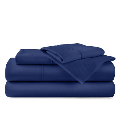 Navy Blue 20" EXTRA Deep Pocket- 100% Egyptian Cotton 600 Thread Count Sheet Set - Image 1 of 4