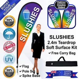 SLUSHIES Deluxe Rainbow 2.4m Teardrop Flag/Banner Kit with Spike *Cost Effective - Picture 1 of 9