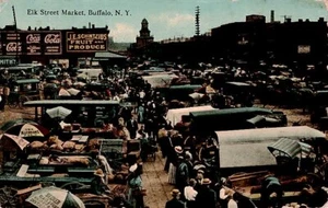 Postcard Elk Street Market Buffalo New York Coca Cola Sign - Picture 1 of 2