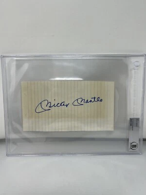 Mickey Mantle Signed Index Card Cut Page Beckett Auto HUGE Signature - Image 1 of 3