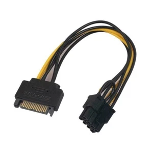 15 Pin SATA Power to 8-Pin (6+2) PCI-E PCI Express Male VGA Video Card Cable - Picture 1 of 7