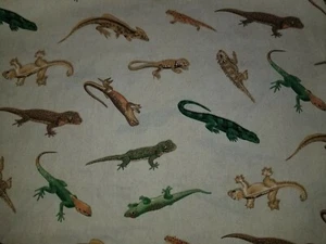 GEFÜTTERTER FENSTER VOLANT VORHANG 42 X 12 GECKO EIDECHSE LEGUAN REPTILIEN SAND - Bild 1 von 3