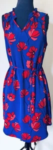 Market & Spruce Sleeveless Floral Blue/Red Jeanie Dress Size Small - Picture 1 of 5
