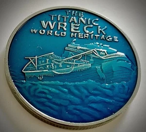 Titanic Challenge Coin-April 15 , 1912-Nickel Colored With Blue-New - Picture 1 of 4