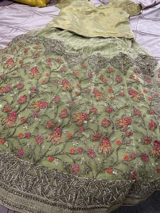 Mehndi Lehnga Wedding Party Wear Pakistani - Picture 1 of 5