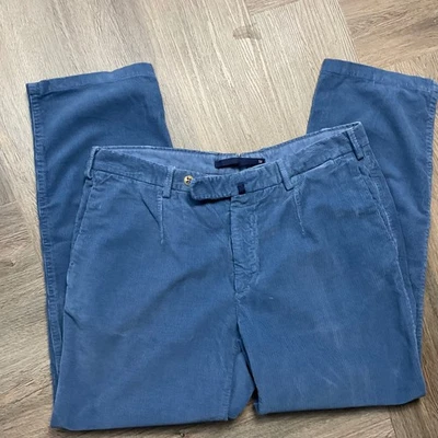 Incotex Venezia 1951 Corduroy Pants Mens 52 36x31 Blue Italian Designer Y2K - Image 1 of 4