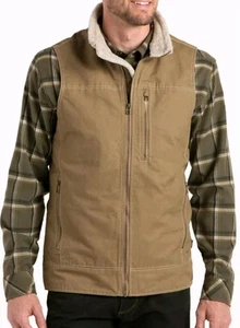Kuhl Men’s Burr Vest Fleece Lined Patina Dye Canvas Khaki Full Zip Sz L Large - Picture 1 of 7