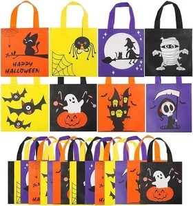 Sacchetti Halloween Treat 24PCS Dolcetti o Trattamenti Bomboniere Festa Tote con Manici - Foto 1 di 12