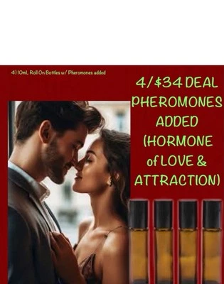 ✨4/$34✨DEAL! 4 (10mL) Roll On PERFUME/FRAGRANCE BODY OILS W/ PHER0M0NES ADDED - Image 1 of 4