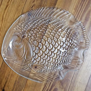 Vintage Klarglas FISCHPLATTE Vetro Fantasia Groß 13" x 15" Hergestellt in ITALIEN - Bild 1 von 10