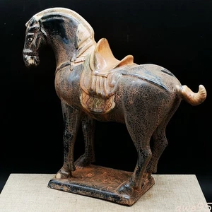 8.1" Chinese Tang Dynasty Sancai Pottery War-horse Zodiac Wealth Statue Collect - Picture 1 of 10