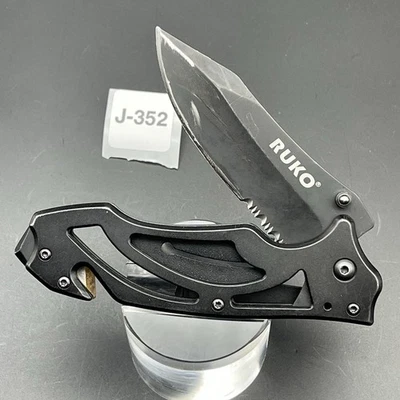 Cuchillo de Bolsillo Plegable Ruko RUK0165 Negro Rescate Mango Ventilado Combo Acero Inoxidable Foto 1 de 4