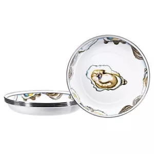 Golden Rabbit Enamelware Oyster Pasta Plate, Set of 4 - Picture 1 of 2