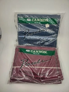 Vtg Cannon Percale King Flat Sheets 1 Navy Blue 1 Maroon,New In Package Wot. - Picture 1 of 3