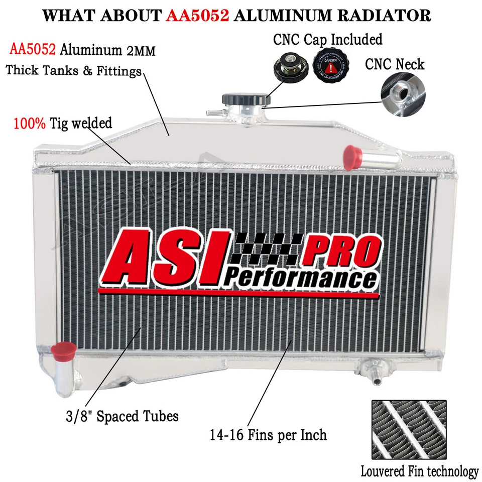 2 Row Aluminum Radiator For 1955-1971 ,1956 Morris Minor 1000 948 1098 MT - Imagem 1 de 4