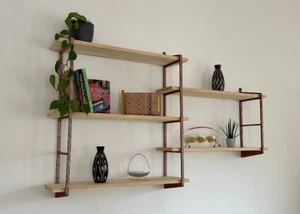 großes Leiterregal ähnlich String Nisse mit Holz Regalsystem Wandregal Vintage - Bild 1 von 17