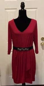 Daisy Fuentes Wrap Style Dress 19” P2P 32” Belt 27” Length Petite Large Orig $54 - Picture 1 of 7