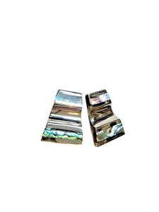 Sterling Silver 925 Clip On Earrings Parallelogram Abalone Inlay Mexico Vintage - Picture 1 of 8