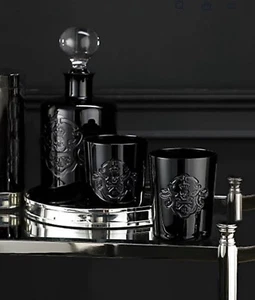 RALPH LAUREN Ayers Skull & Bones Low Ball Fine Crystal Glass Set RARE - Picture 1 of 19