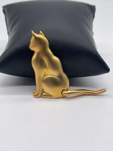 Vintage JJ Co. mattgoldfarben Katze Gelenkschwanz Pin Brosche 2"" - Bild 1 von 7