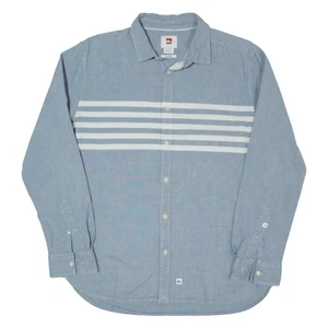 QUIKSILVER Mens Plain Shirt Blue Long Sleeve L - Picture 1 of 6