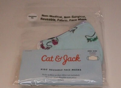 Kids' 2pk Cloth Face Masks By Cat & Jack , Unicorns/Purple Stars NEW - Image 1 of 4