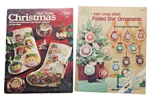 2 x Vintage Cross Stitch Magazines, Folded Star Ornaments and Old Tyme Christmas - Picture 1 of 8