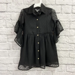 ATUN All Things Uber Nice Claudia Shirt Dress Size 4-5Y Bell Sleeve Black NWT - Picture 1 of 5