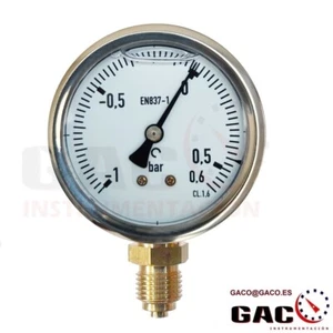 MANOMETRO VACUOMETRO -1 a +0,6 Bar PRESION TURBO GLICERINA MANOVACUOMETRO - Imagen 1 de 2