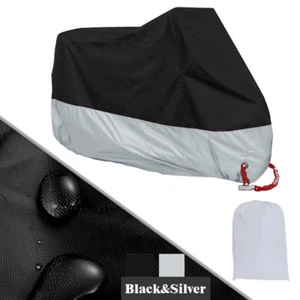 XXXXL Black & Sliver Motorcycle Cover Outdoor Rain Protector 295CM 116"x43"x55" - Picture 1 of 3