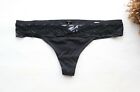Women Thong smooth&embroidery Underwear Hipster G-string Panties Black M-2XL-4XL