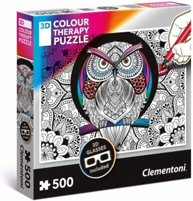 3D Color LTherapy Puzzle - Gufo 500 pcs - Clementoni 35051 - 3+ anni - Immagine 1 di 3
